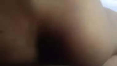 Girl in the reverse cowgirl position in the Tamil sex video