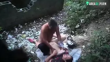 Mature aunty caught fucking with local guy outdoor In jungle, desi xxx mms