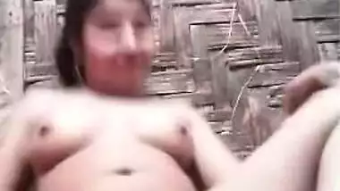 Cute village girl showing