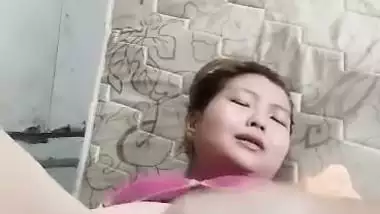 Nepali girl masturbating using big cucumber