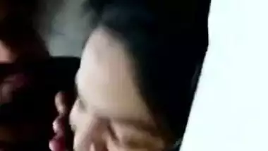 Bearded man kisses his shy Indian wife with full XXX lips on camera