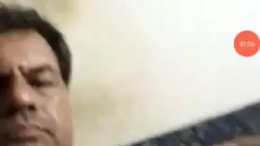 Old man enjoys a nude video call with another couple