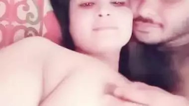 Lovelace kisses Desi sex girlfriend with amazing XXX melons in the bed