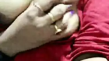 Horny desi wife groping boobies.