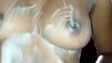 Nice solo video of Indian girl carefully soaping beautiful boobs