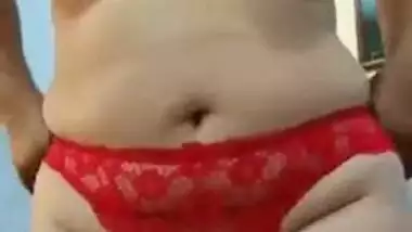 Topless Indian mom takes off red panties to make XXX buddy happy