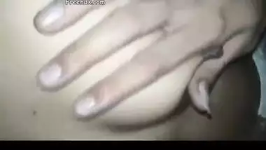 Desi girl pulls up her T-shirt and sex lover feels her XXX boobs