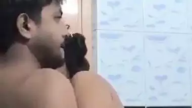 Pervert enjoys bathroom sex with his big boob GF